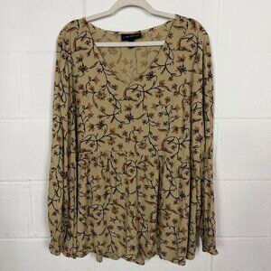 Lane Bryant Top V-Neck Peplum Drapey Office Romantic Floral Boho Forest Fairy 18